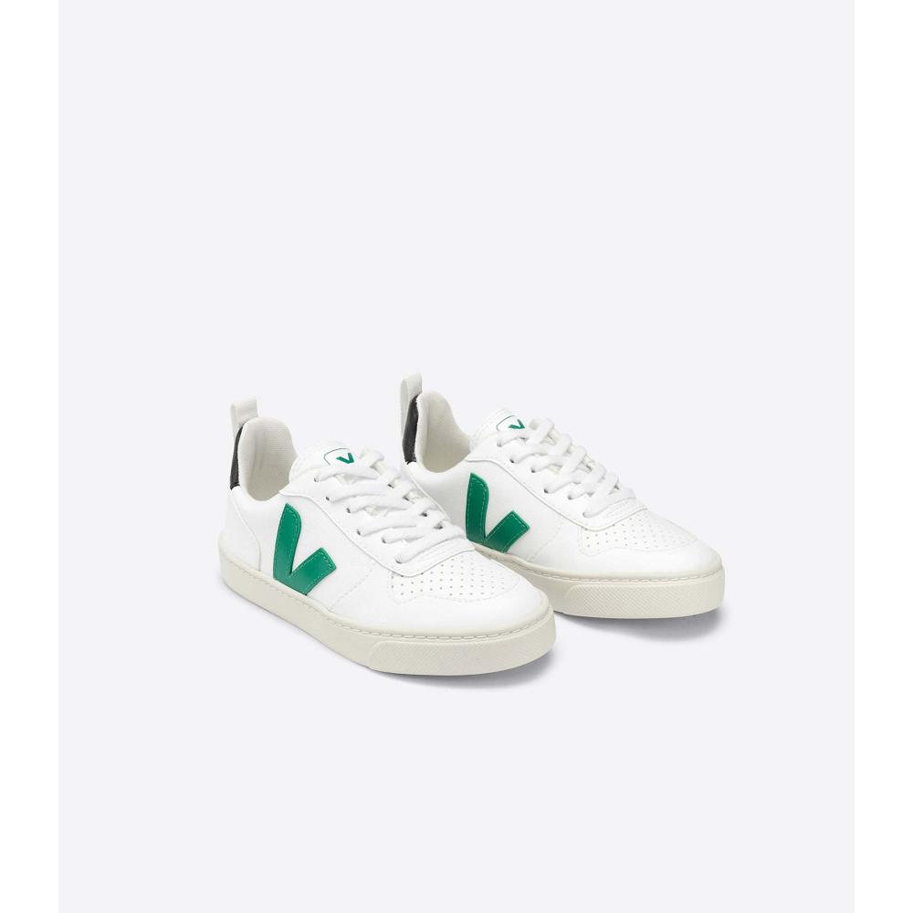 Veja V-10 LACE CWL Kids' Shoes White/Green | CA 788TCE